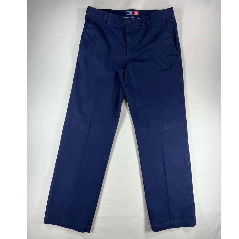 IZOD Mens Classic Fit Chino Pants Navy Blue Straight Leg 34x32 45BM072411